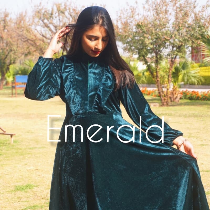 Emerald- Premium Green Velvet Dress