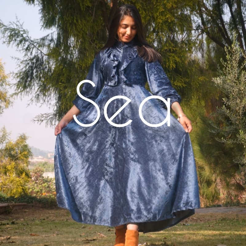 Sea - Premium Grey Velvet