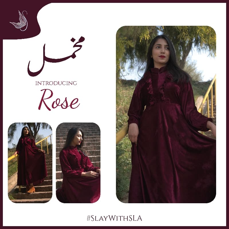 Rose - Premium Maroon Velvet Dress