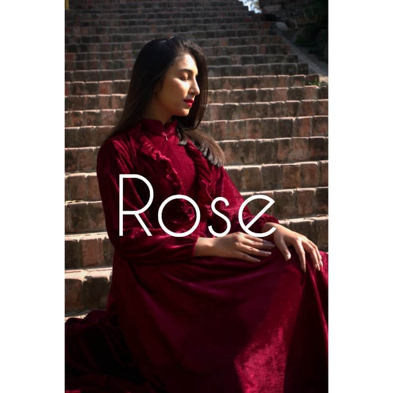 Rose - Premium Maroon Velvet Dress